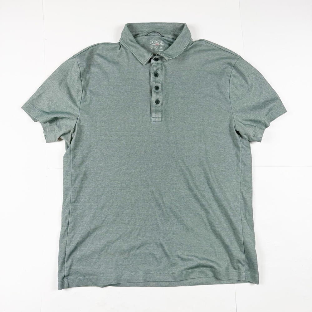 J. Crew Mens L Performance Polo Shirt COOLMAX Green Slim Fit